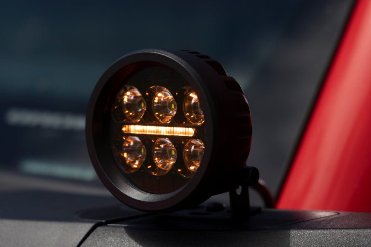 Range Rover Amber Drl 3.5 Inch Round Black Series LED lights w/Amber DRL — Goliath Off Road
